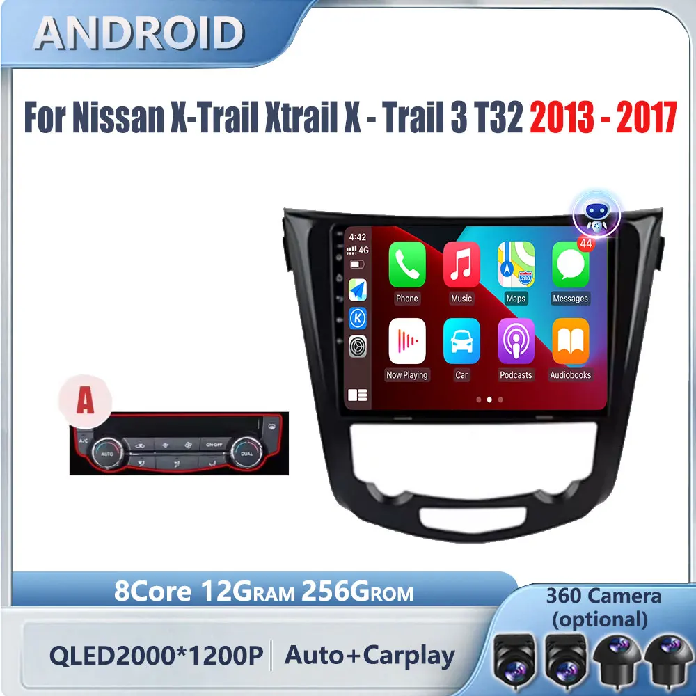 

9 дюймов для Nissan X-Trail Xtrail X-Trail 3 T32 2013-2017 Carplay Android Авто Радио Навигация GPS Мультимедийный Видеоплеер DVD