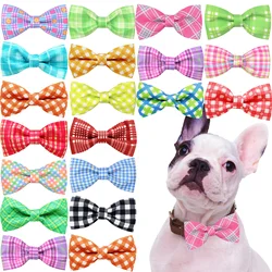 5PCS Dog Bow Tie Summer Classic Plaid Style Dog Bow Pet Collar For Dogs and Cats Removable Pet Bowties Pet Grooming Accessories