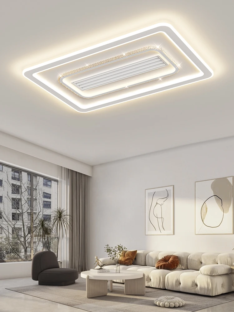 New Crystal Ceiling Fan LED Ceiling Fan Light Living Room Bedroom Modern and Simple Home Intelligent Silent Restaurant Fan Light