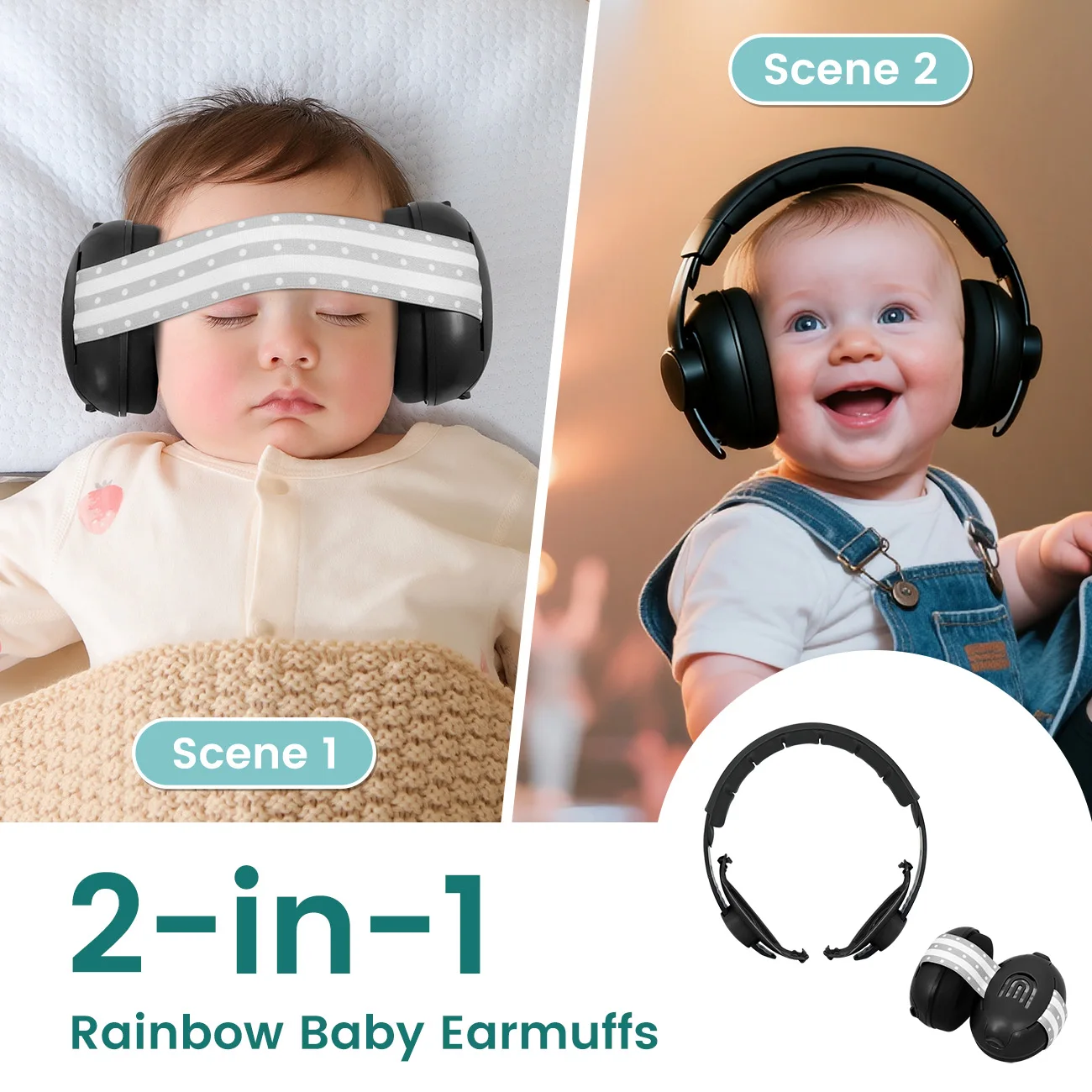 

Baby Ear Protection Noise Cancelling Headphones for Babies, 2-in-1 Baby Ear Protection, Baby Travel Essentials for Outdoor