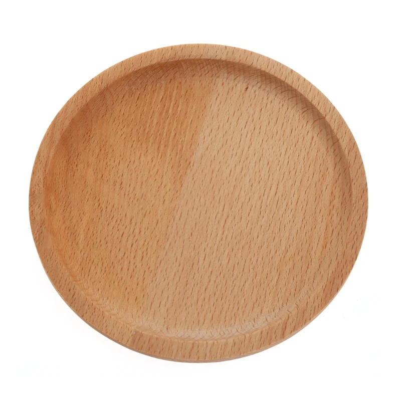 Wooden Round Pastry Tray Dessert Plate Dishes Coasters Holder Coffee Cup Mat