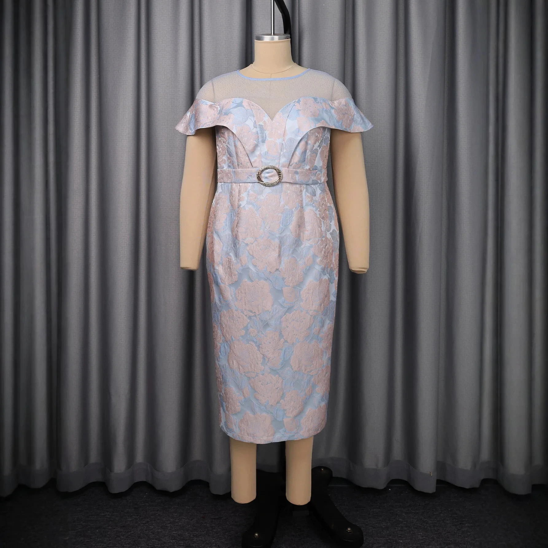 New Stiglich Slim-fit Clothes With Elegant Jacquard Machine Rule 124; Rule 124; Sleeves, Mesh Inserts, Lady Cloth Embellishments
