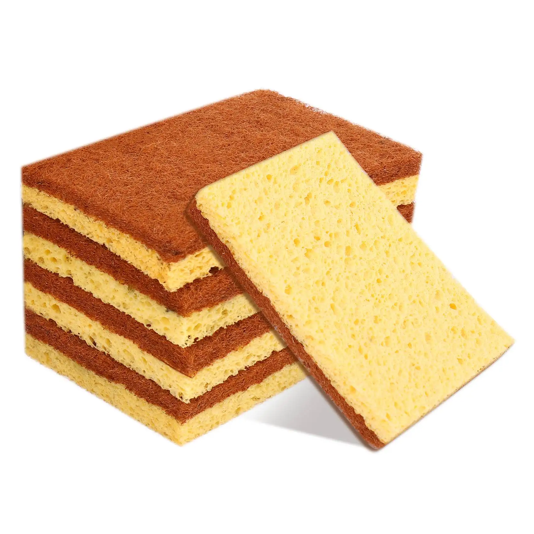 ●16 Pack,Biodegradable and Compostable Sponges Scouring Pad,Palm Fiber Eco-Friendly Sponge for Kitchen Dishes Cleaning-ABFB