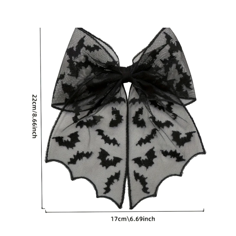 هالوين الخفافيش القوس مقاطع الشعر الخفافيش التطريز الدانتيل تول الحجاب القوطية دبابيس الشعر مخيف تأثيري إكسسوارات الشعر للنساء الفتيات