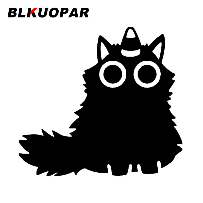 BLKUOPAR Fluffy Cat with Corn Horn Halloween Graphics Car Stickers Waterproof Vinyl Decal Personality Windows ATV Car Goods