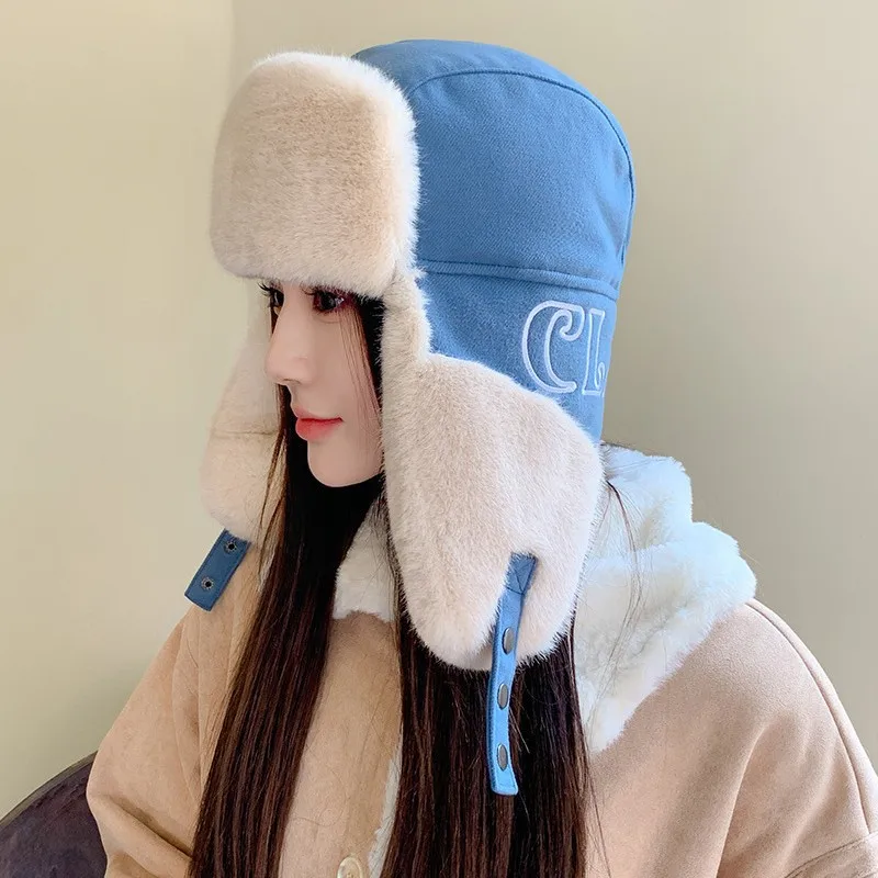 Versatile Unisex Autumn Winter Thickened Warm Plush Lei Feng Hat for Outdoor Cycling Skiing with Ear Protection and Soft Lining