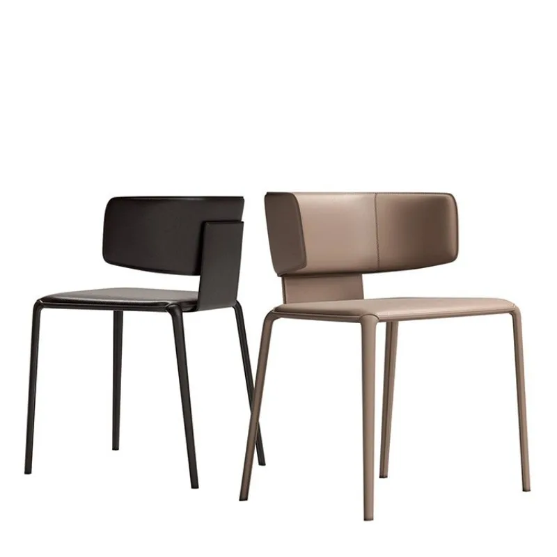 Italian minimalist designer dining chair modern minimalist home high-end saddle chair model room Nordic backrest