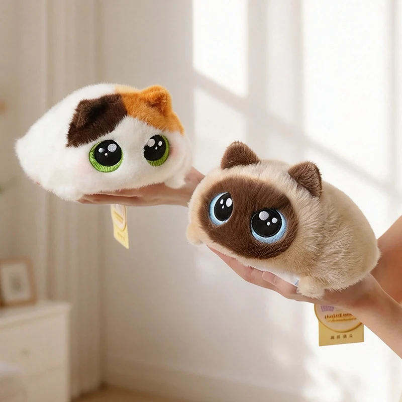 Super Cute Chubby Cats Plushies Calico Black Cat Stuffed Toy Squeezable Stress Relief Soft Doll Desk Companion
