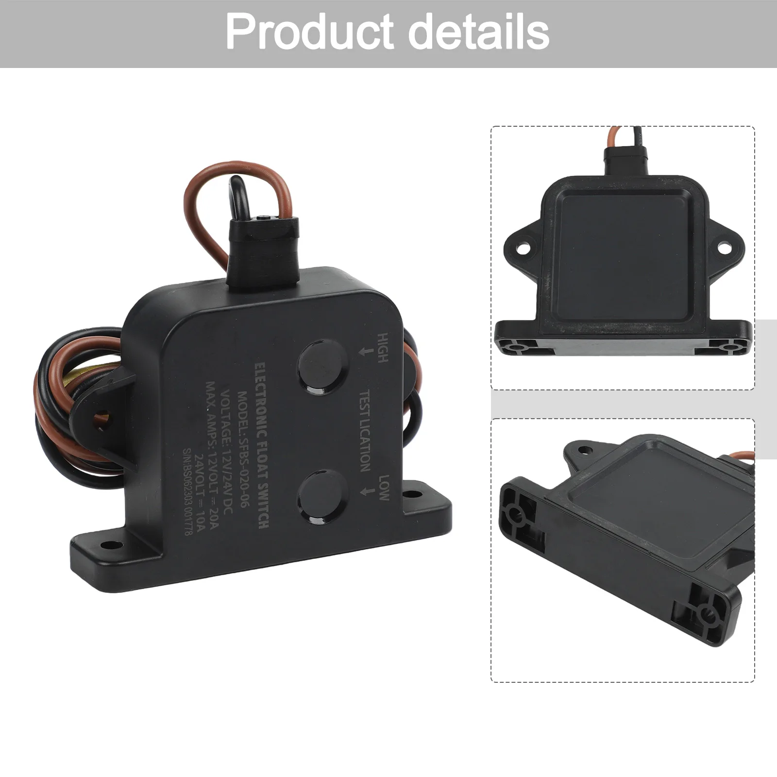 

Automatic Water Level Sensor Bilge Float Switch Automatic Pump Activation Built-in Delay Function IP67 Waterproof Grade