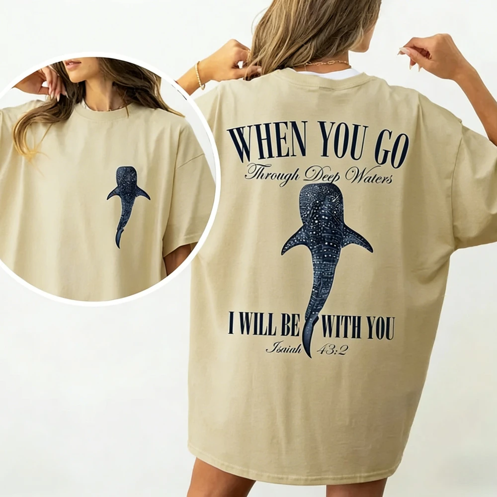Whale Shark Beachy Tshirt Bible Verse Biblical Gift Shirt Ocean Coastal Summer Women Tee Fisherman Aesthetic Whaleshark Faith T