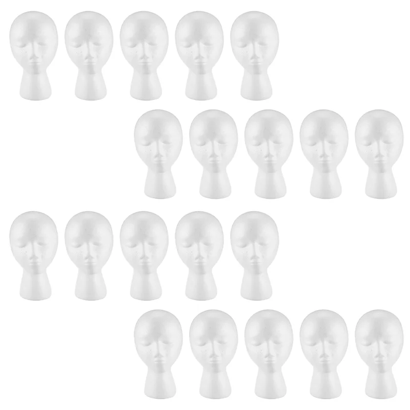 

20X манекен из пенополистирола, голова парика, дисплей, шляпа, держатель для парика, белая пенопластовая голова