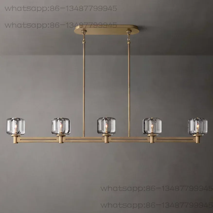 American Luxury Crystal Chandelier, Full Copper Pendant Light, Post Modern Ceiling Lamp for Living Room Dining Table Bar