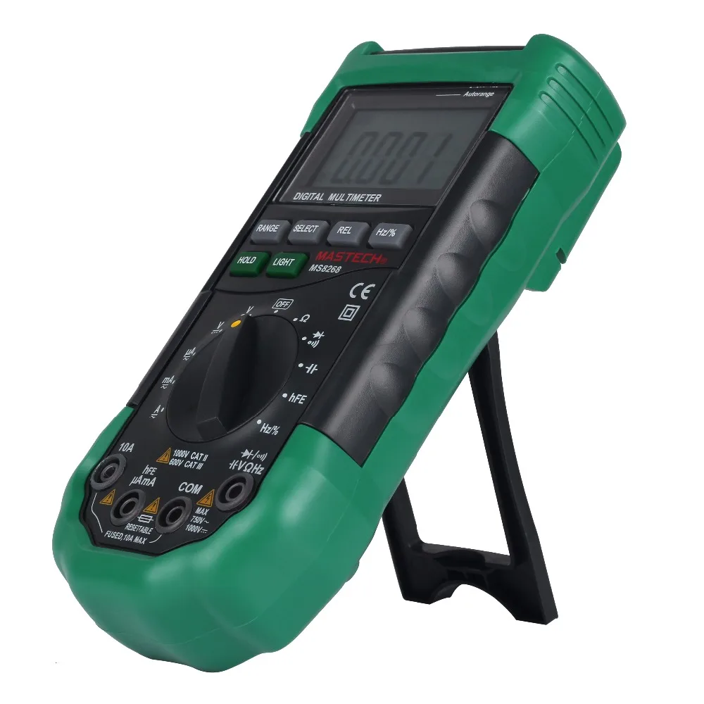 Mastech MS8268 Digital AC/DC Auto/Manual Range Digital Multimeter with hFE,Data Hold,Relative Measurement and Auto Power Off