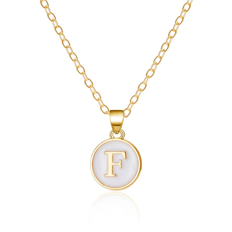 Mode A-Z 26 Buchstaben Halskette Für Frauen Exquisite Initialen Name Runde Emaille Anhänger Schlüsselbein Kette Choker Halsketten Schmuck – Detail 7