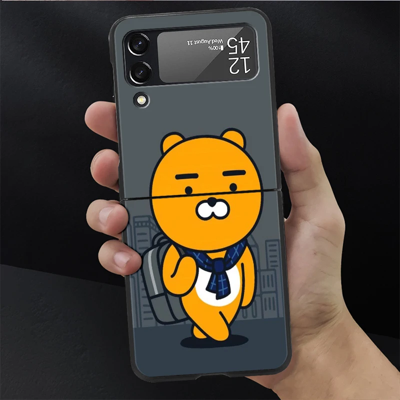 For Samsung Galaxy Z Flip 3 5G Black Hard PC Phone Case Luxury Bumper ZFlip3 Fashion Fall Prevention Cover Ryan Cartoon Funda