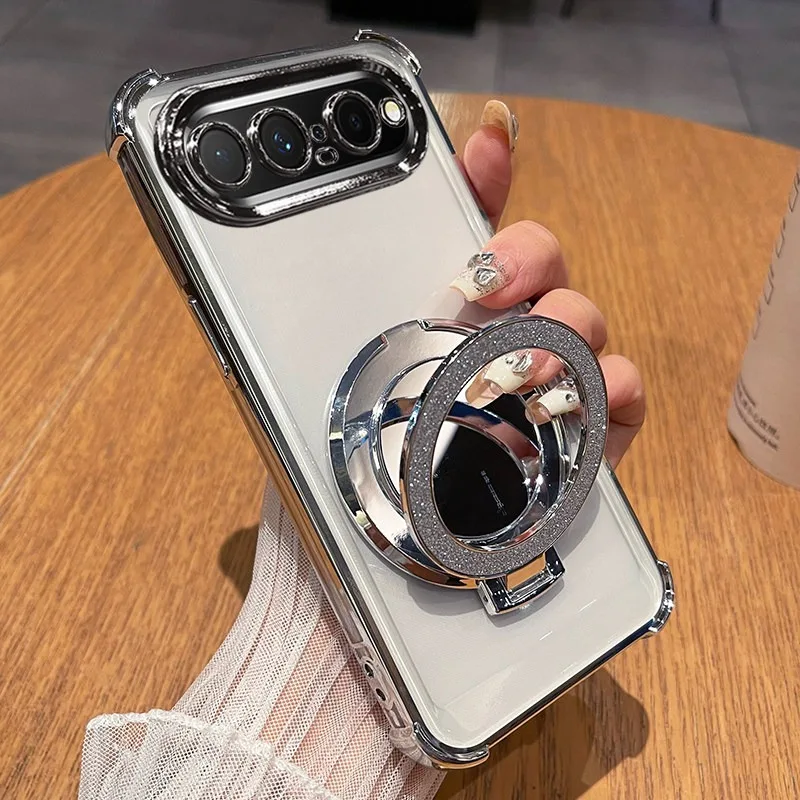 For Huawei Pura X View Four Corners Shockproof Silicone Case for PuraX View Magnetic Make-up Mirror Holder Soft Phone Cover - view 2