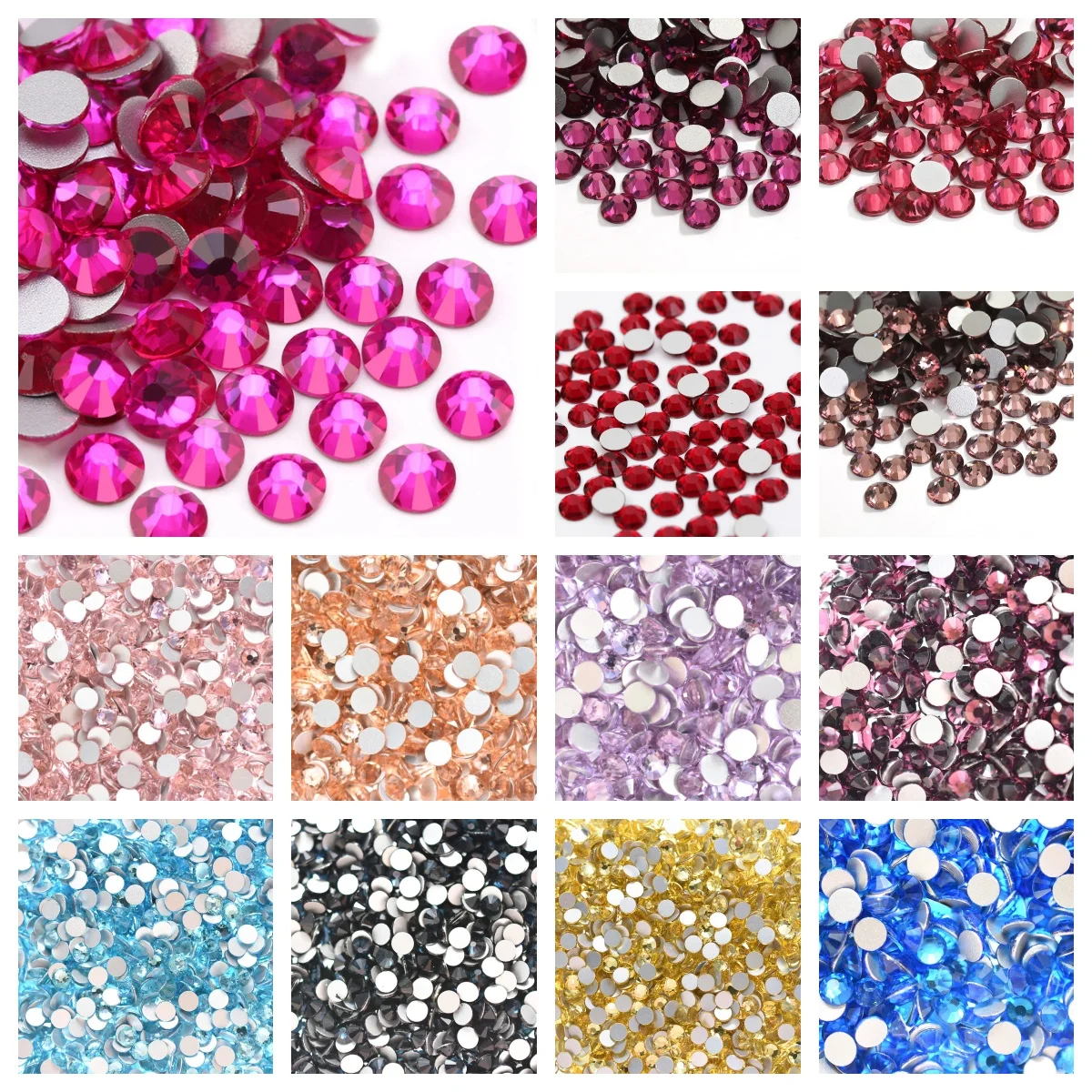 All colors SS3~SS20 Size Rhinestone Top Quality Crystal Non Hotfix Rhinestone Super Bright Glass Strass DIY Nail Art Decorations