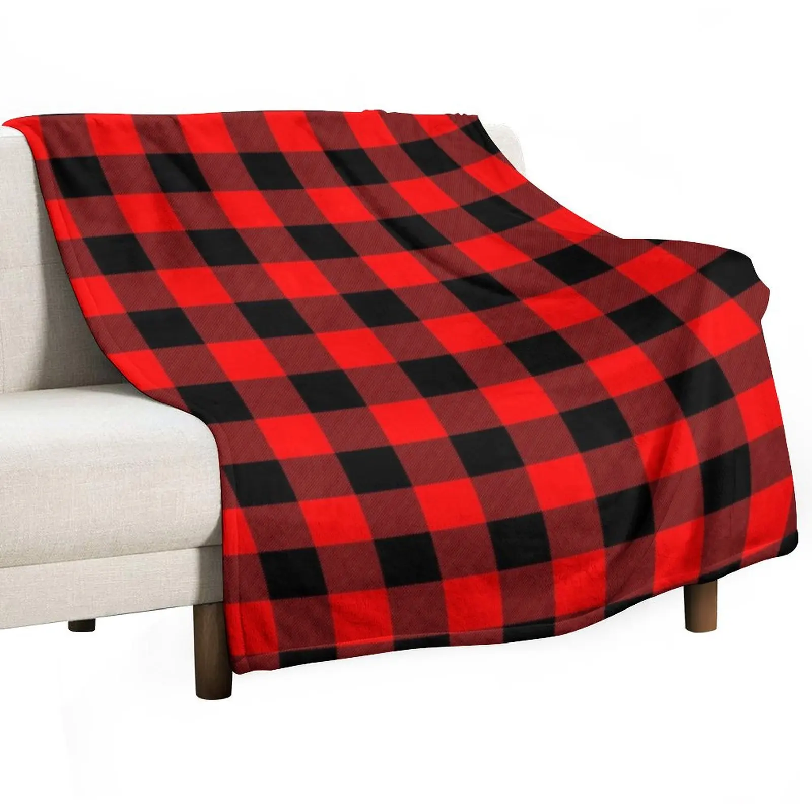 Classic Dark Red and Black Lumberjack Buffalo Plaid Fabric Throw Blanket Thins Moving Sofa Comforter Custom Blankets