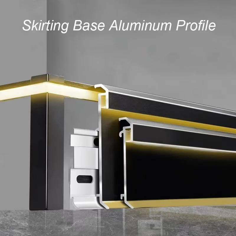 H60/80mm Led Skirting Base Aluminum Profile Surface Mount Aluminum Channel Baseboard Profile For Aisle Wall Corner Linear Lights