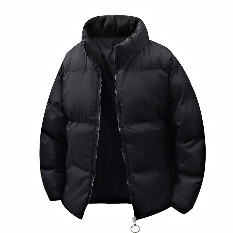 Nova cor sólida com capuz gola masculina windbreak algodão acolchoado jaqueta quente grosso parka inverno casual outwear parkas