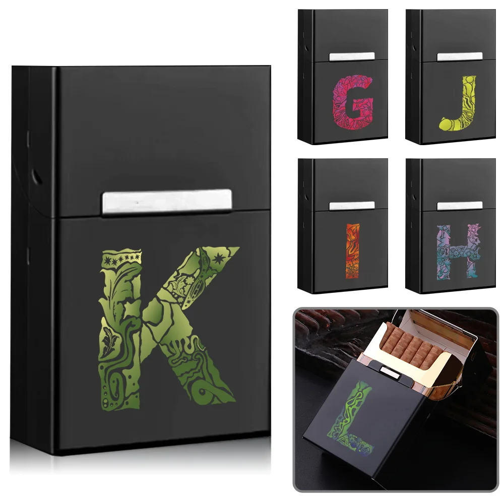 

Metal Smoking Cigarette Case Portable Organizer Box Cigar Tobacco Holder Pocket Engrave lmage Letter Pattern Travel Accessories
