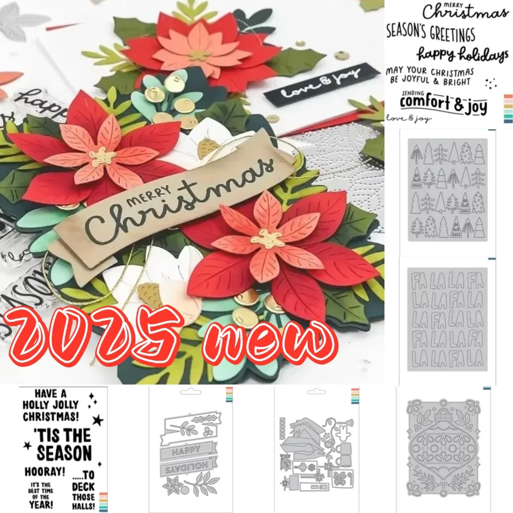 

2025 Metal Cutting Dies Stamps Stencil Scrapbook Diary Decoration Embossing Template Ornament Inlay Handmade Holiday Bundle New