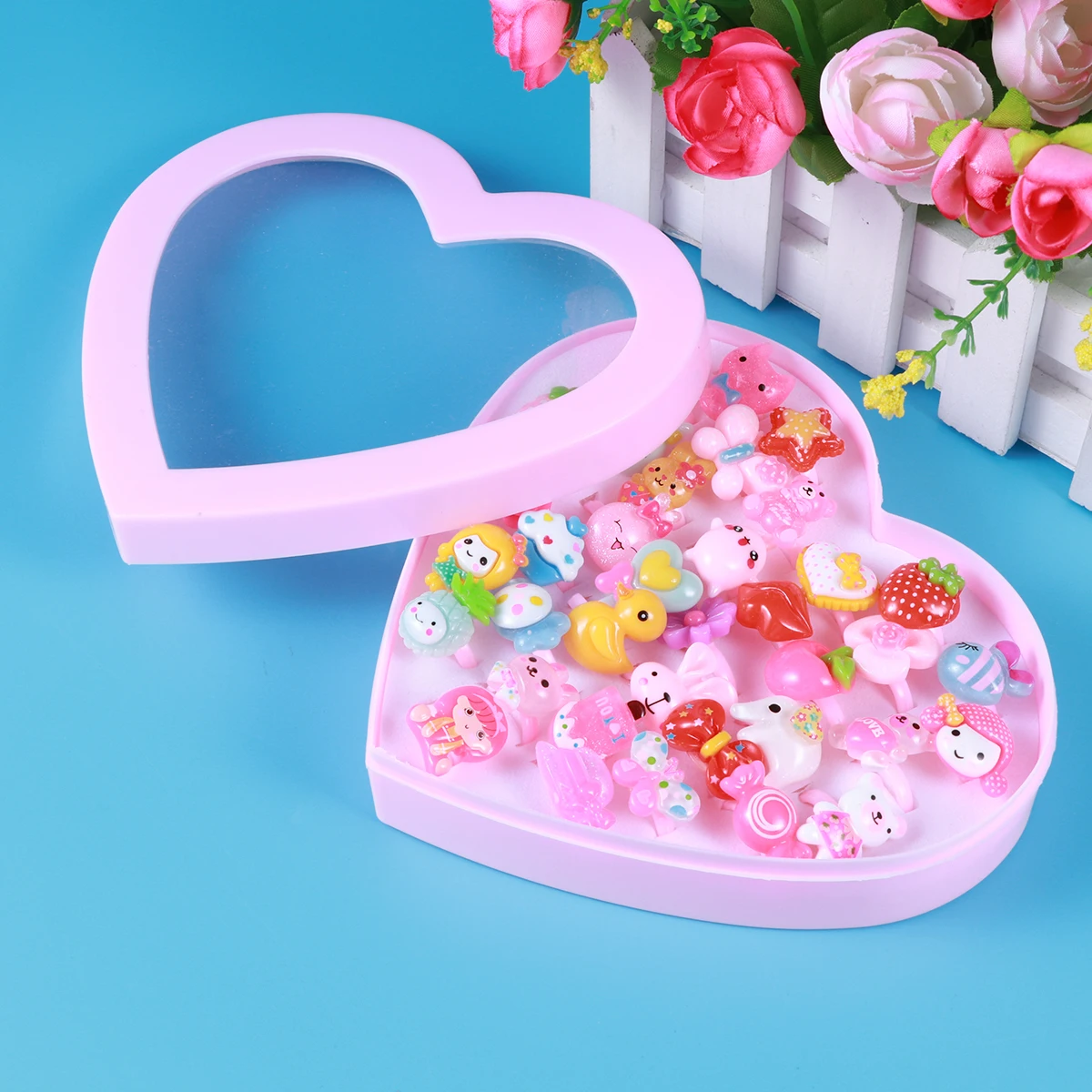 

36pcs Girls Jewelry Rings Cartoon Rings Prented Play and Dress Up Accessory Kids Birthday Party Favors (Assorted)
