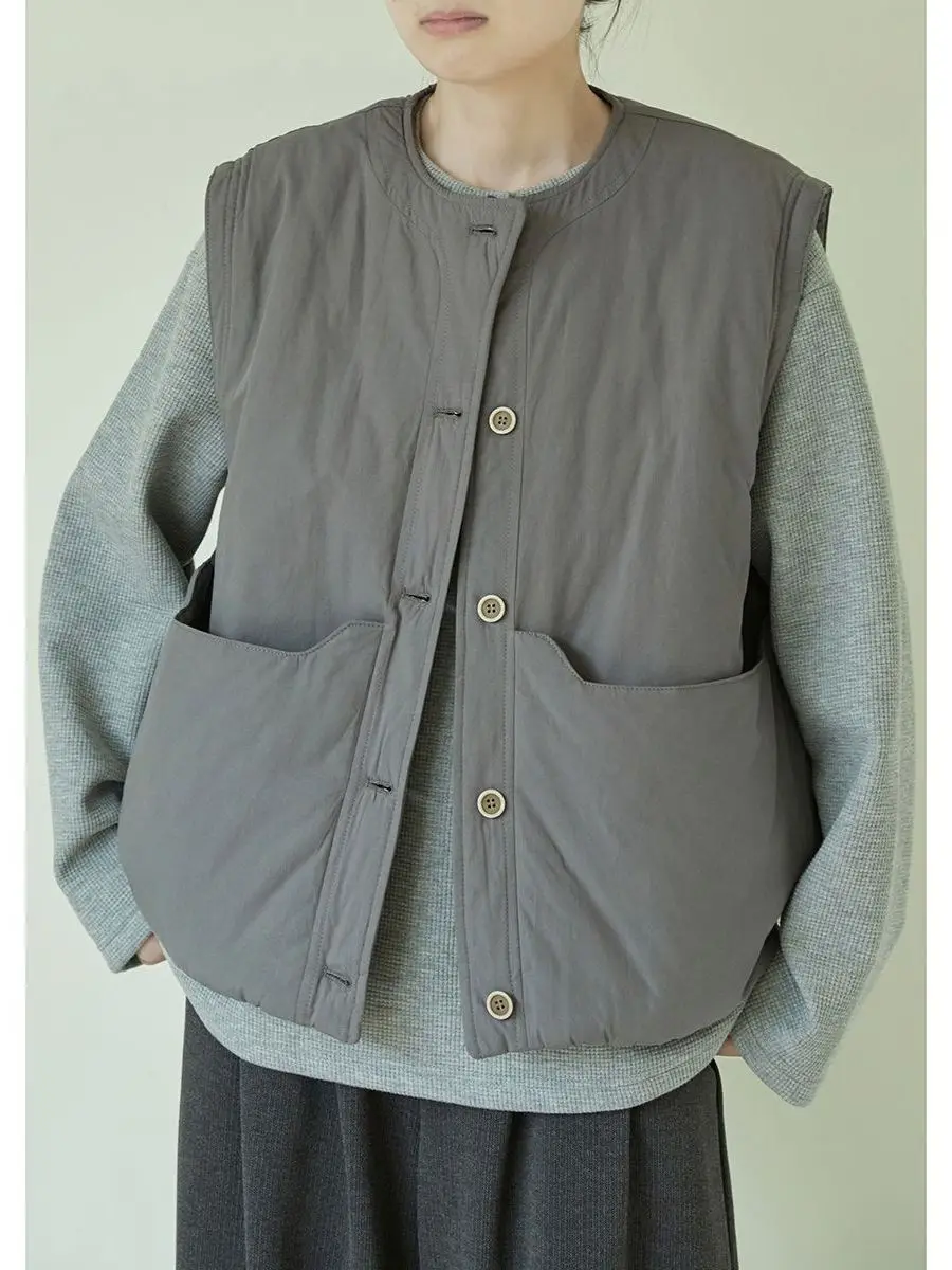 

Новая легкая хлопковая жилетка 2025 года для женщин, маленький размер, в японском винтажном стиле, свободный крой, скрывающий недостатки фигуры, осень-зима