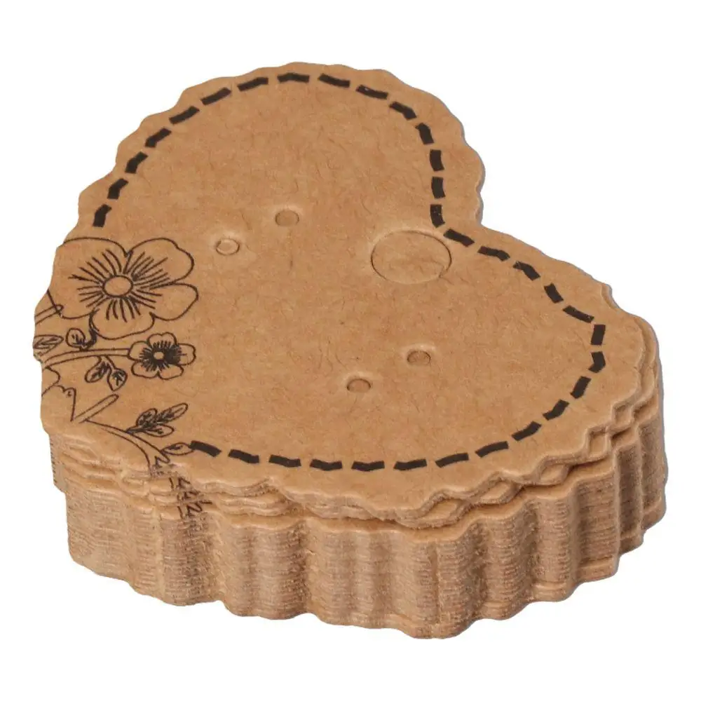 하트 모양 하트 모양 디스플레이 카드, 크래프트 종이 다크 브라운 귀걸이 디스플레이 카드, 귀걸이 거치대 카드