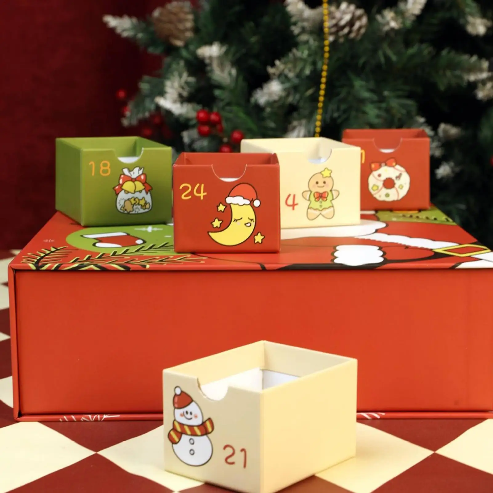 

Адвент-коробки с календарем, пустые складные рождественские адвент-коробки с 24 сетками, 2025 год, чехол для сувениров для праздничной вечеринки для детей и взрослых