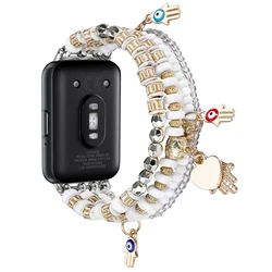 Beaded Boho Bracelet for Samsung Galaxy Fit 3 Band Women Fashion Cute Handmade Acrylic Beads Stretchy Strap for Galaxy Fit 3