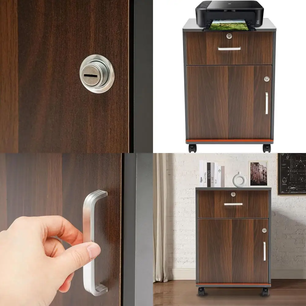 

Портативный деревянный шкаф для документов на колесиках с замком, 22 x 16 x 14, идеально подходит для принтеров, сканеров и офисных принадлежностей