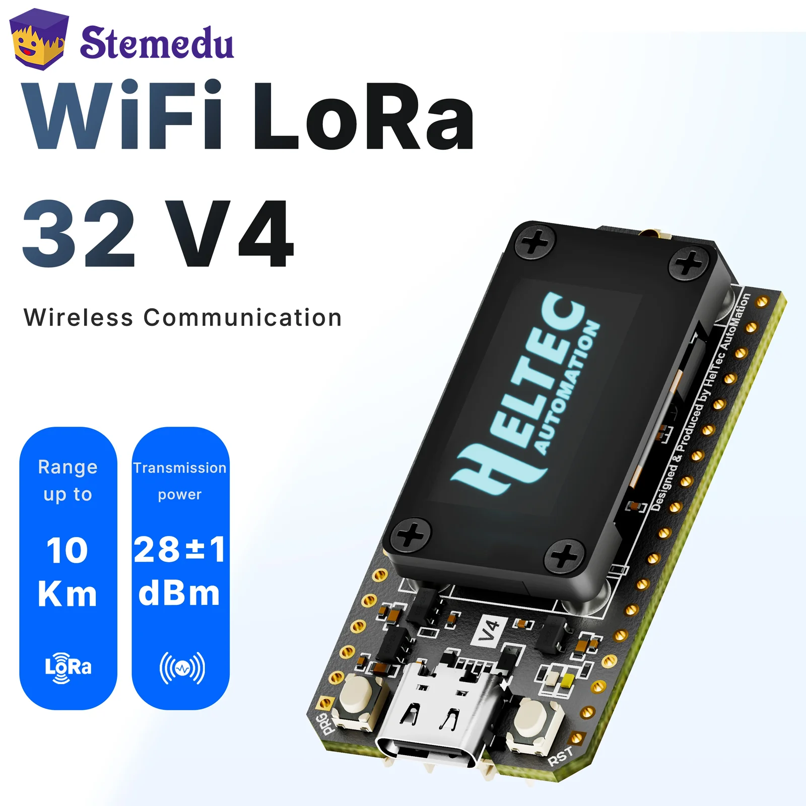 

Heltec WiFi LoRa 32 V4 Макетная плата Батарея OLED-дисплей Высокомощный чип ESP32-S3 SX1262 для месталастичных устройств IoT Arduino