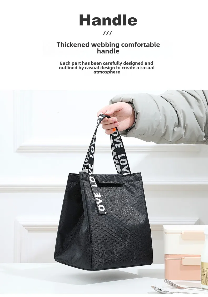 Navy Forest Lunchbox, große Kapazität, tragbar, isoliert, Thermo-Lunch-Tasche aus Oxford-Stoff, Lebensmittelaufbewahrung, Picknick-Tasche für Damen und Herren – Detail 6
