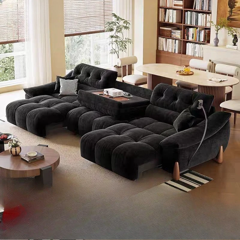 Electric sofa living room small apartment, zero-wall-to-wall smart telescopic multifunctional sofa bed