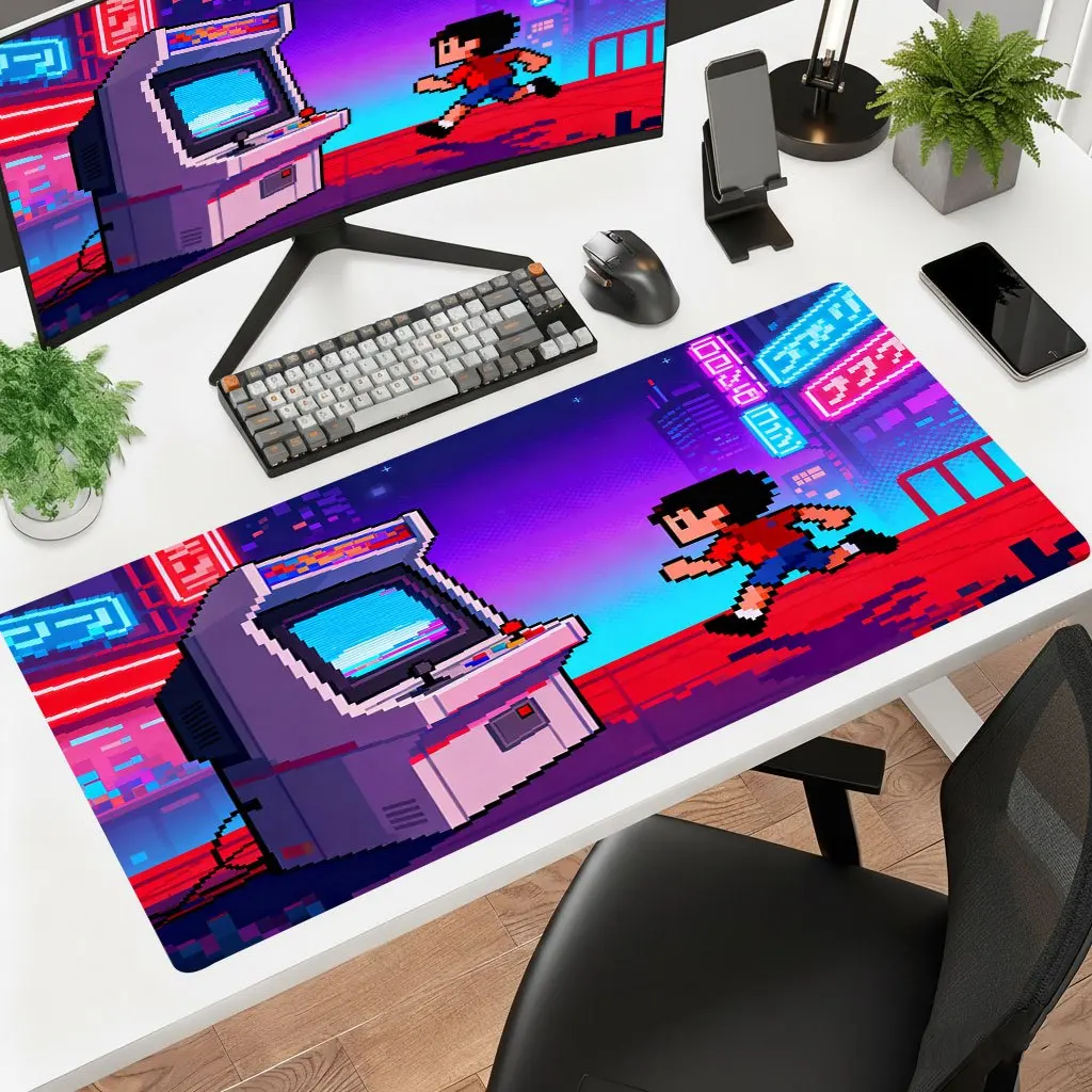 Retro Pixel Gaming Mouse Pad Thick Non-Slip Office Laptop Desk Mat Ultra-High-Definition Dynamic Art Pattern Multifunctional