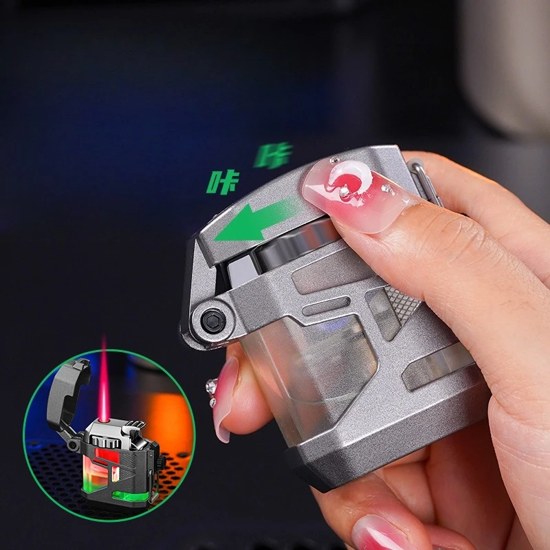 

New Transparent Atmospheric Chamber Inflatable Windproof Lighter Cool Trend Luminous Decompression Mech Lighter