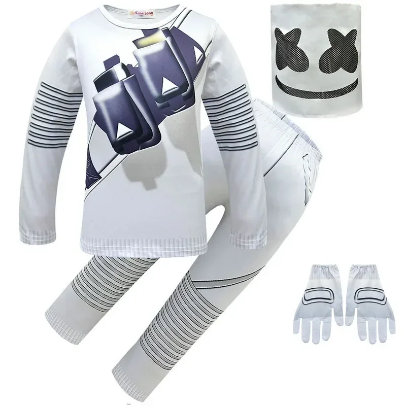 2025 NewKids Cosplay Boys Costume DJ Interesting Costumes LED Mask Fortnites Suit Music Halloween P ly97