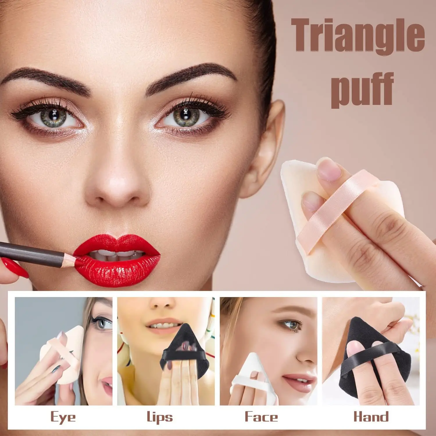 10PCS Puff Triangle Makeup Beauty Sponge Puff Triangle for Powder Makeup Blender Finger Puff Make Up Accessories Cosmetics PF03