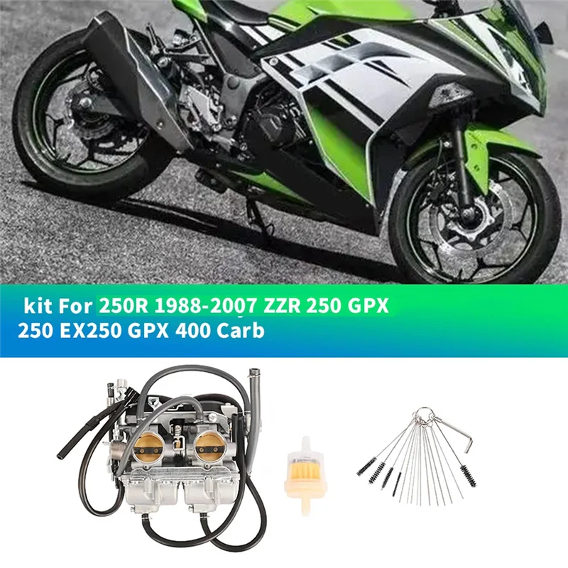 Leading-New Carburetor Kit With Cleaning Brush M576-A055-TI For Kawasaki Ninja 250R 1988-2007 ZZR 250 GPX 250 EX250 GPX 400
