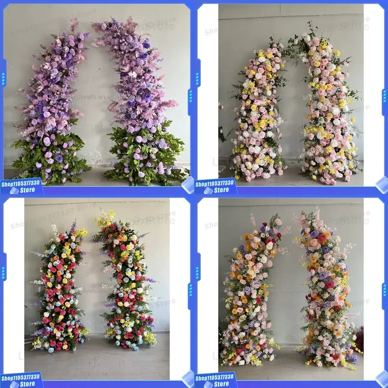White Rayon Morning Glory Arched Flower Metal Wedding Backdrop Event Party Decoration Arch Stand for Ceremony Stage Design