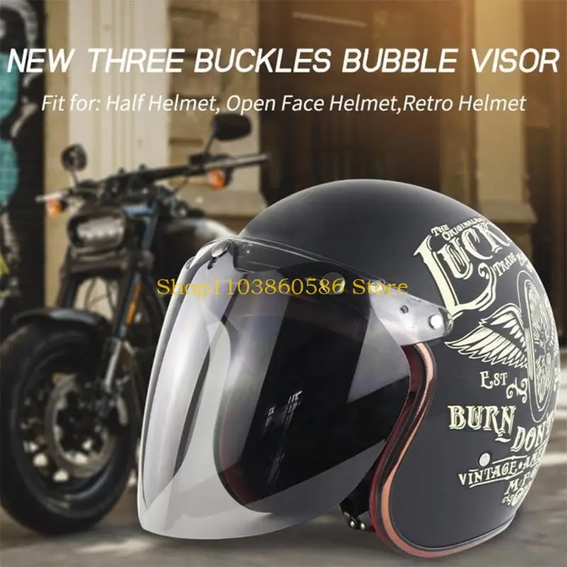 

242A Motorcycle Helmets RetroSun-Visor Universal Black 3-Snap Motorcycle Sun-Shade Visor Shield- High Quality