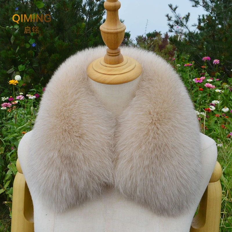 100% Real Fur Collar Fox Fur Scarf Winter Luxury Fluffy Shawl Keep Neck Warmer Women Men Furry Square Scarves Coat Accessories