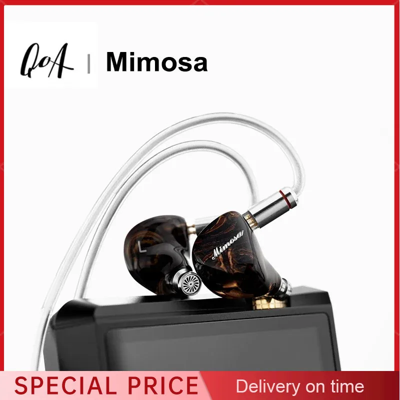 QoA Mimosa 1 DD+1 Planar Hybrid Drivers in-Ear Earphone HiFi Music Earbuds 0.78mm 3.5mm+4.4mm Plug Wired Cable Headset