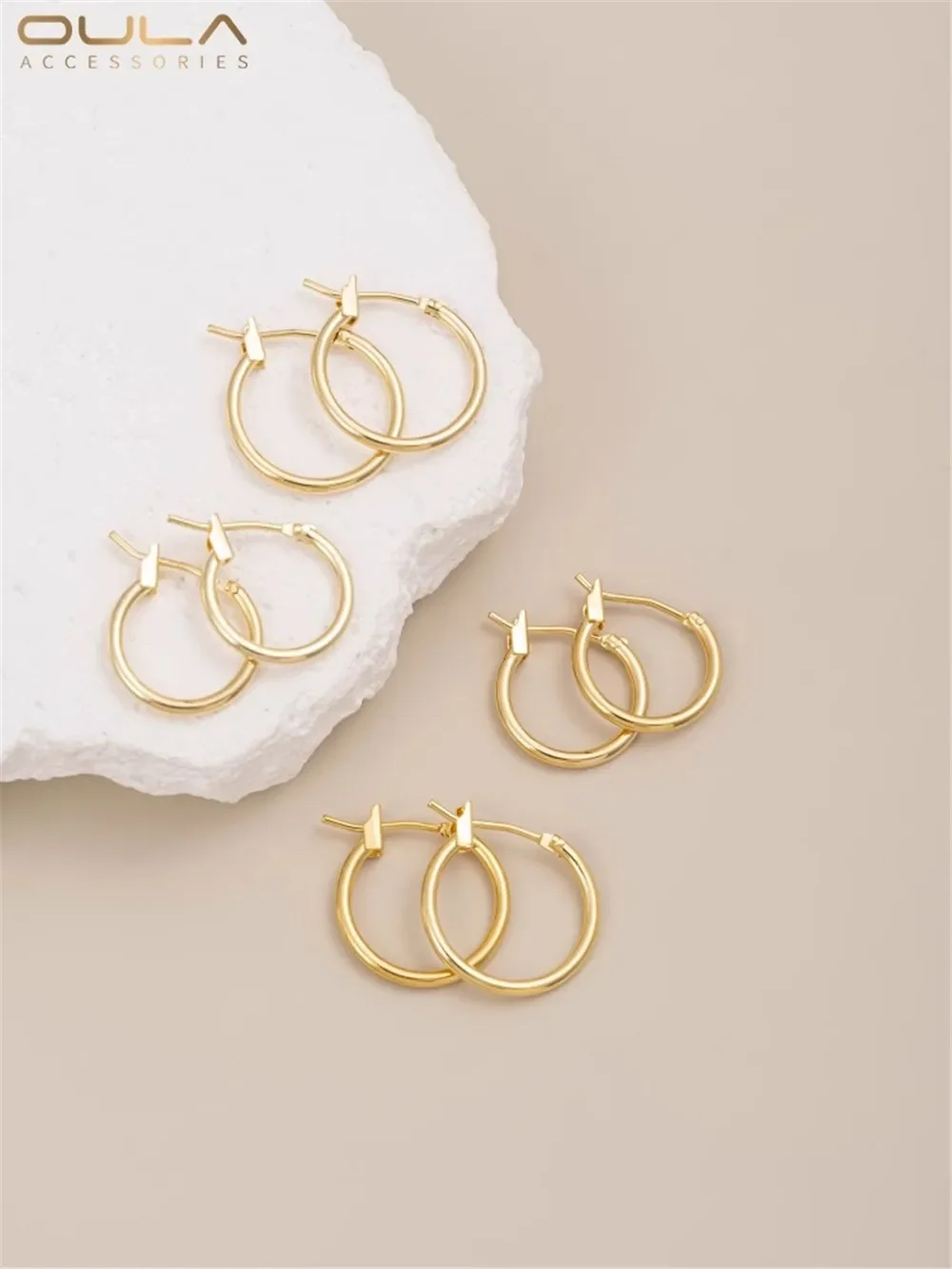 

14K Light Gold Color French Earrings 18K Thick Circle Diy Hand for Europe and The United States Ins Ear Accessories Material