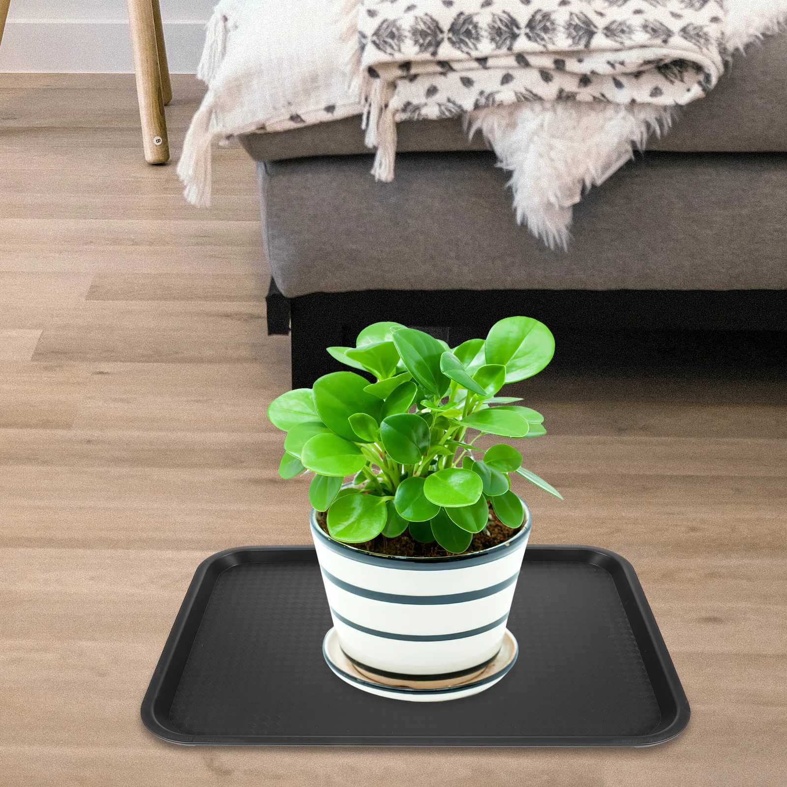 

Rectangle Serving Tray Black Medium Size Plastic Tray Restaurant Bakery Fruit Drainage Pet Flower Pot Mat Shoe Multipurpose