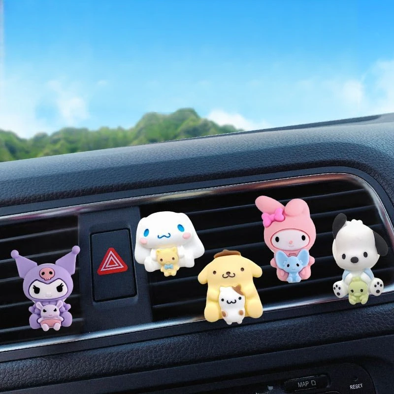 Sanrio Hello Kitty Car Aromatherapy Ferrule Action Anime Ferrule Pochacco Cinnamoroll Cute Doll Air Outlet Clip Car Pendant Gift