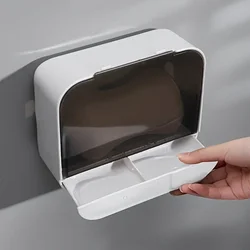 New Bathroom Soap Holder Flip Lid Soap Storage Box Wall Mounted No Punch Dish with Drain Soap Holder Bathroom Dish