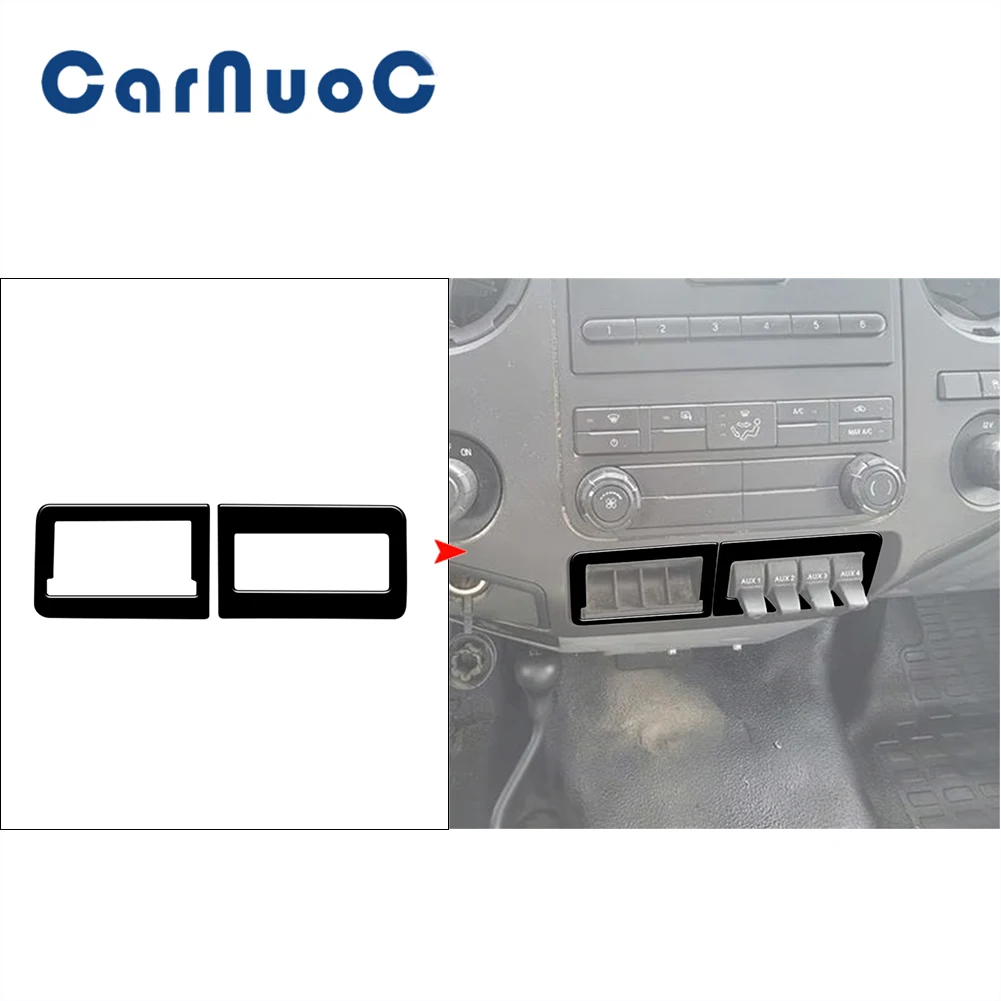 Car Piano Black Sticker Center Control AUX Panel Decorative Cover Trim For Ford F-250/350/450/550 2011-2016 Interior Accessories