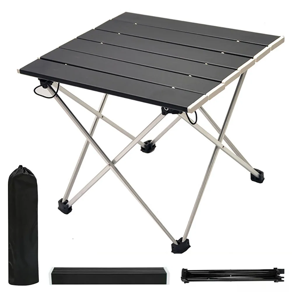 1PCS Folding Camping Table Aluminum Beach Table For Sand With Carrying Bag For Outdoor Picnic BBQ Hiking Backpacking